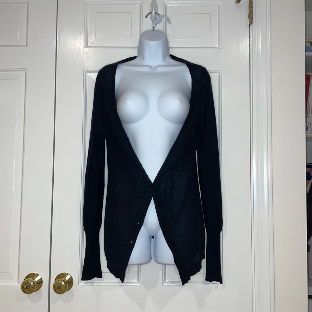Millau black 100% cotton deep V cardigan XS